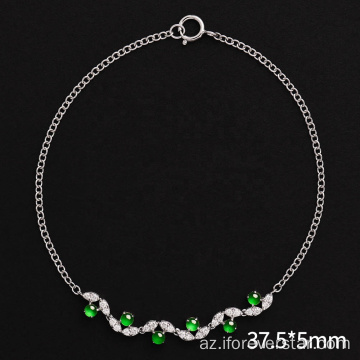 Qadın Təbii Yaşıl Cazibədar Jade Bangles